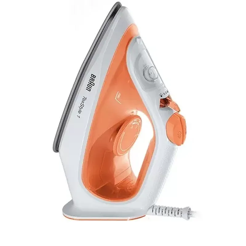 Fier de calcat Braun TexStyle 1 SI1009OR, 1900 W, abur variabil 25g/min, jet de abur 120g/min, rezervor 220 ml, talpa ceramica, sistem antipicurare, Alb/Portocaliu