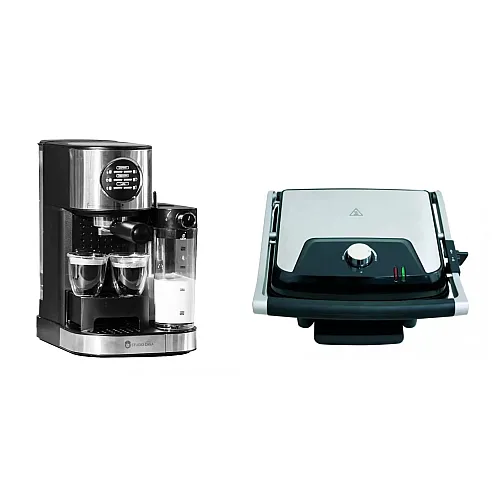 Pachet Espressor manual Studio Casa Barista latte , 15 Bar, 1470 W, 1.2 l, Cana lapte 700 ml si Grill electric Studio Casa Panini & Grill SC2128