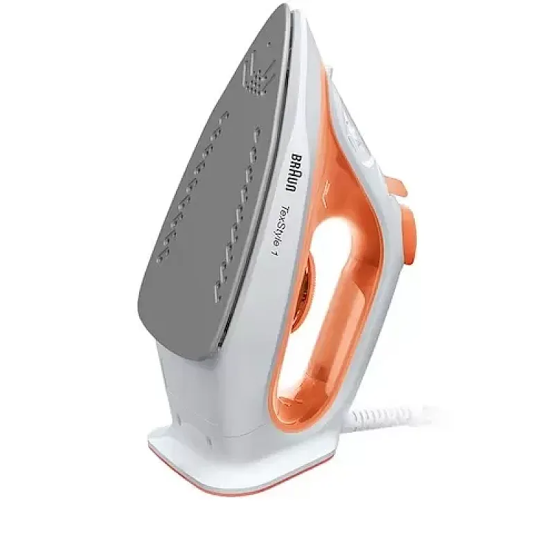 Fier de calcat Braun TexStyle 1 SI1009OR, 1900 W, abur variabil 25g/min, jet de abur 120g/min, rezervor 220 ml, talpa ceramica, sistem antipicurare, Alb/Portocaliu